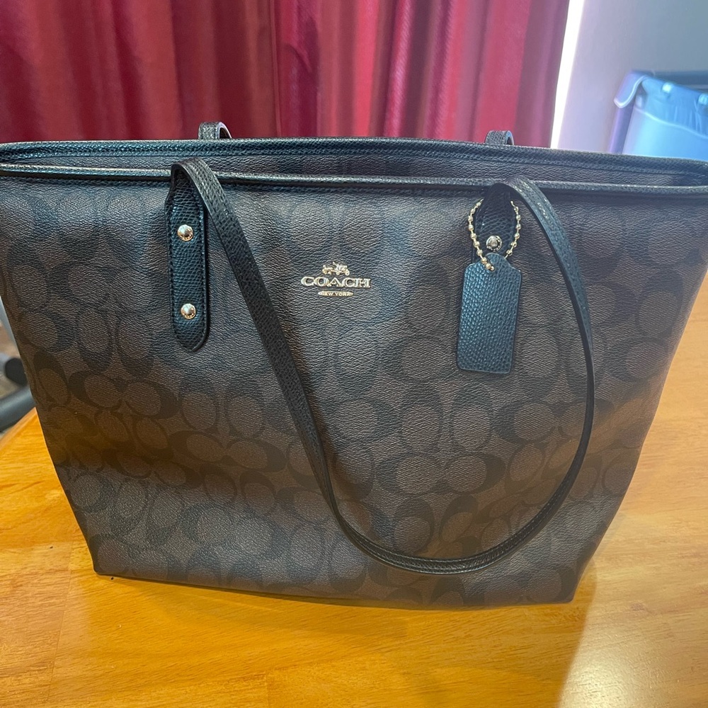 Coach Black and Brown Signature Tote